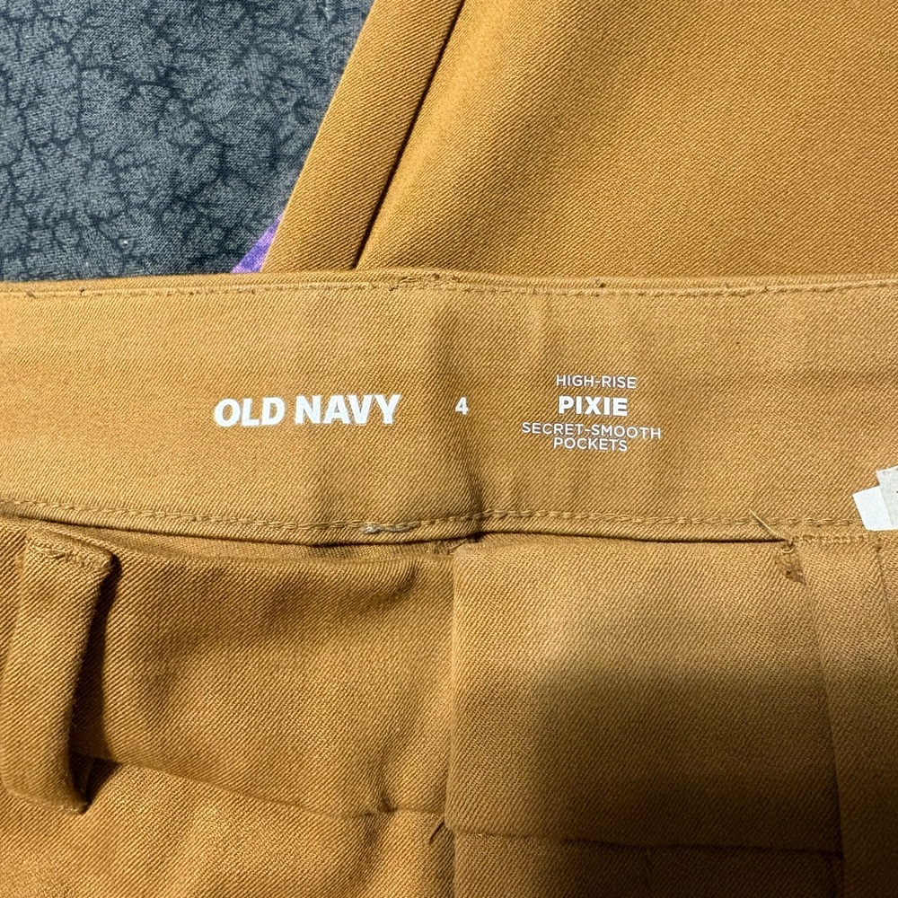 Old Navy Pixie High-Rise Trousers in Mustard/tan - Picture 2 of 4